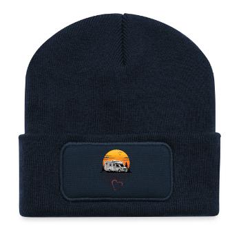 Campeur avec cœur et pattes camping pour chiens - Beanie recyclé à patch - bleu marine - Devant