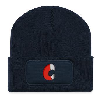 Aimant fer à cheval - Beanie recyclé à patch - bleu marine - Devant