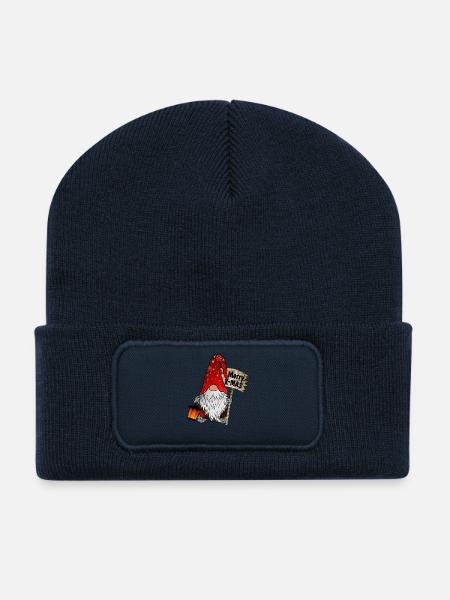 Christmas Dwarf Christmas Gnome Merry Christmas - Recycled Patch Beanie - french navy
