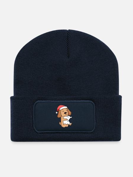 Deutsch Cocker Spaniel Dog Christmas Sleep - Recycled Patch Beanie - french navy