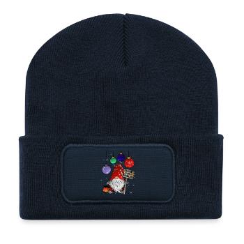 Gnom Weihnachts Zwerg Frohe Weihnachten - Recycelte Patch Beanie - French Navy - Vorne