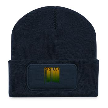 Portland Skyline Gradient - Recycled Patch Beanie - french navy - Front