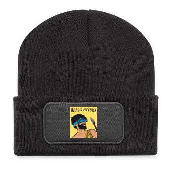 Hallo Future Caveman VR Stil - Recycelte Patch Beanie - Dunkelgrau - Vorne