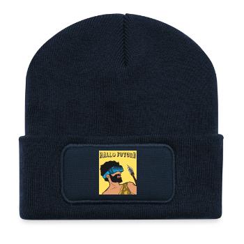 Bonjour Future Caveman Style VR - Beanie recyclé à patch - bleu marine - Devant