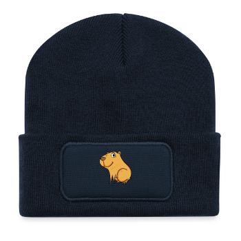 Capybara Wasserschwein Motiv - Recycelte Patch Beanie - French Navy - Vorne