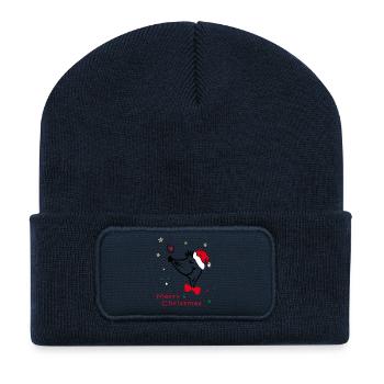Noël, joyeux Noël - Beanie recyclé à patch - bleu marine - Devant