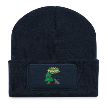 Si tu touches à mes boules Le chat - Beanie recyclé à patch - bleu marine - Devant