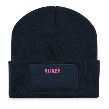Like Pink Eiscreme Snowflakes - Recycelte Patch Beanie - French Navy - Vorne