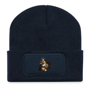 Ces chatons Steampunk feront battre votre cœur - Beanie recyclé à patch - bleu marine - Devant