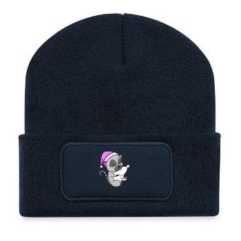 Lémurien - Beanie recyclé à patch - bleu marine - Devant