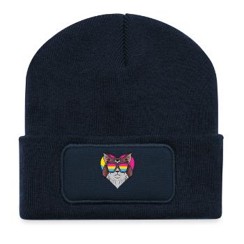 Pansexual Cat Maine-Coon Heart Gift - Recycled Patch Beanie - french navy - Front