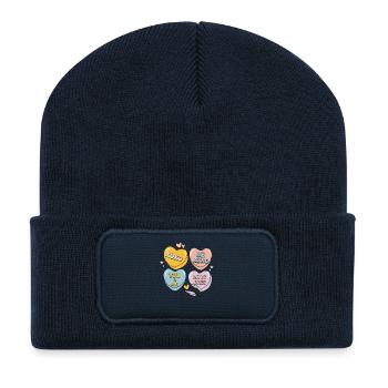 Bonbonherzen Retro Valentinstag - Recycelte Patch Beanie - French Navy - Vorne
