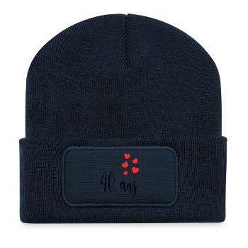 40 ANS. 40e ANNIVERSAIRE. ANNIVERSAIRE 40 ANS. 40 - Beanie recyclé à patch - bleu marine - Devant