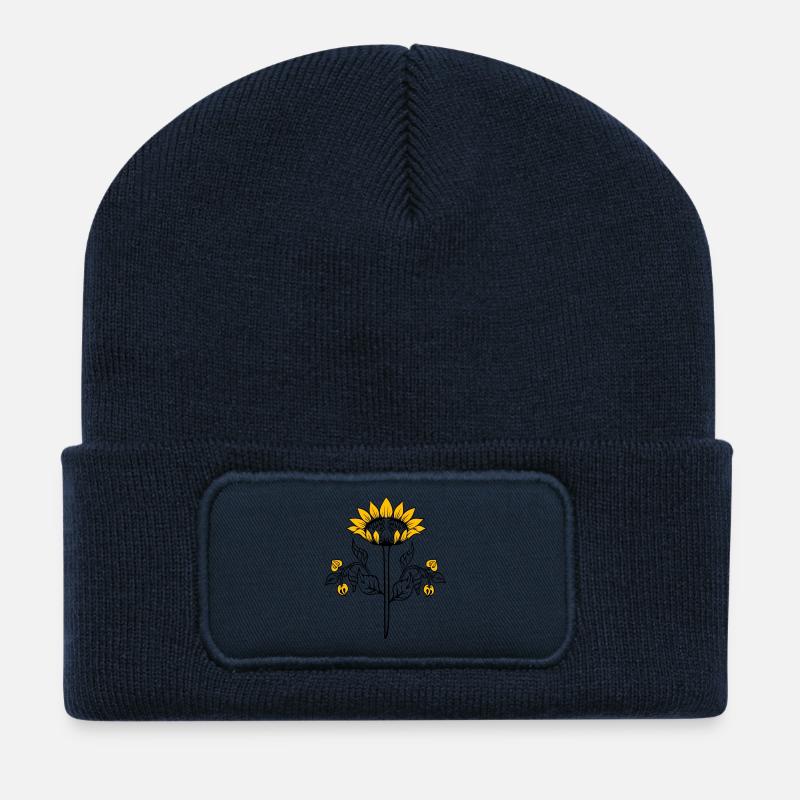 Sonnenblume, Sunflower - Recycelte Patch Beanie - French Navy