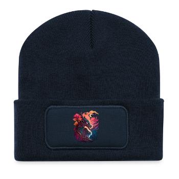 Dragon asiatique - Beanie recyclé à patch - bleu marine - Devant