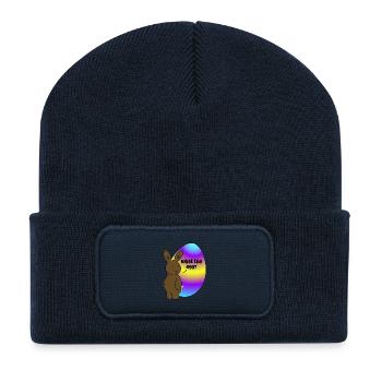 Happy Easter - Easter Bunny with Easter Egg - Recycled Patch Beanie - french navy - Front