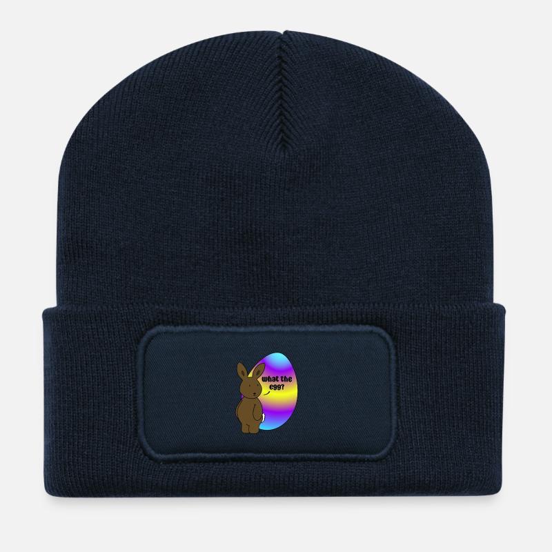 Frohe Ostern - Osterhase mit Osterei - Recycelte Patch Beanie - French Navy