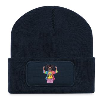 Colorful Rainbow Friendship Design - Recycled Patch Beanie - french navy - Front