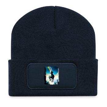 Einhorn fantasie Regenbogen Kunst - Recycelte Patch Beanie - French Navy - Vorne
