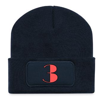 3 ANS. 3e ANNIVERSAIRE. ANNIVERSAIRE 3 ANS. 3 - Beanie recyclé à patch - bleu marine - Devant