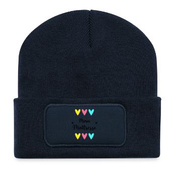 MERCI. MERCI MAÎTRESSE. CADEAU MAÎTRESSE. VACANCES - Beanie recyclé à patch - bleu marine - Devant