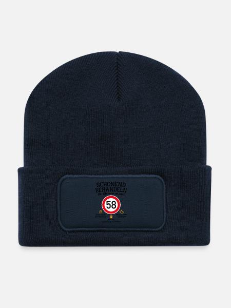 58. Geburtstag Schonend Behandeln Oldtimer Ist 58 - Recycelte Patch Beanie - French Navy