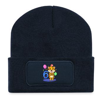 6 Birthday 6 years old with animal motif - six - Recycled Patch Beanie - french navy - Front