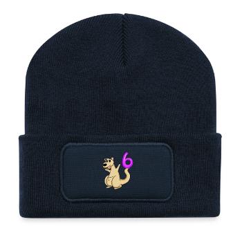 6 Anniversaire 6 ans avec motif animal - six - Beanie recyclé à patch - bleu marine - Devant