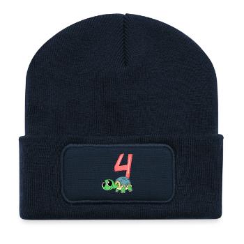 4 ans 4 ans avec motif animal - quatre - Beanie recyclé à patch - bleu marine - Devant