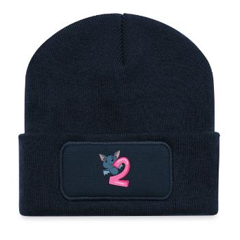 2 birthday 2 years old with animal motif - two - Recycled Patch Beanie - french navy - Front