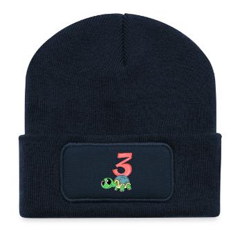 3 birthday 3 years old with animal motif - three - Recycled Patch Beanie - french navy - Front
