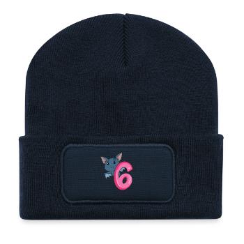 6 Birthday 6 years old with animal motif - six - Recycled Patch Beanie - french navy - Front