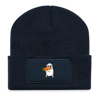 Sheep eats carrot - Recycled Patch Beanie - french navy - Front