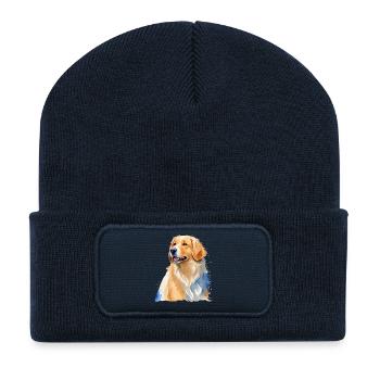 Golden Retriever - Recycled Patch Beanie - french navy - Front