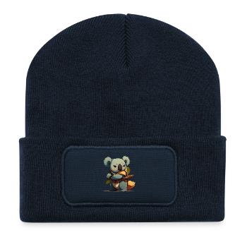 Koala als Samurai - Recycelte Patch Beanie - French Navy - Vorne