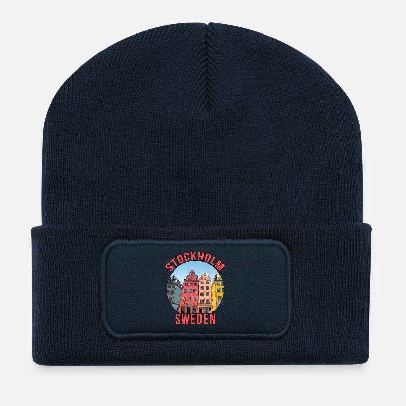 Stockholm, Schweden - Recycelte Patch Beanie - French Navy