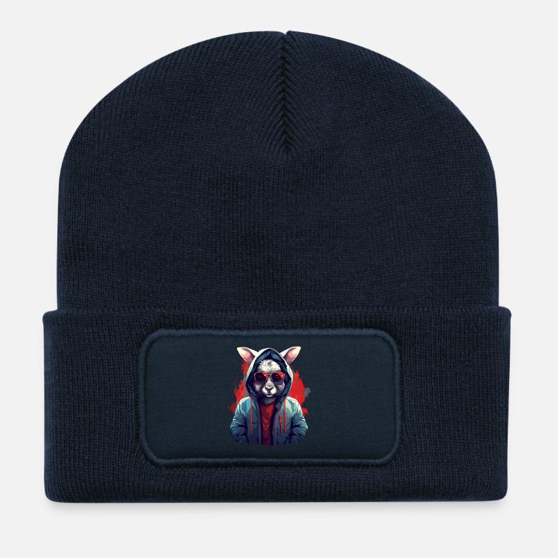 Stadttürsteher Hasengeist | Liebhaber von Kaninchen - Recycelte Patch Beanie - French Navy