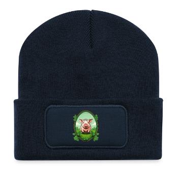 Lucky Pig - Recycled Patch Beanie - french navy - Front
