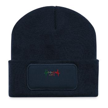 Lissabon Skyline Herzschlag Portugal I Love Lisboa - Recycelte Patch Beanie - French Navy - Vorne