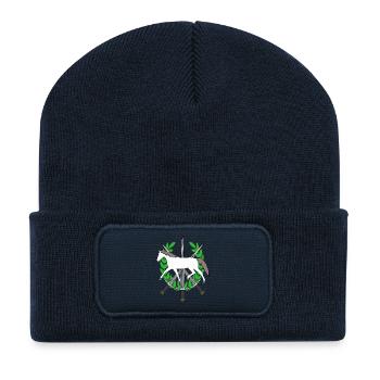 Lorbeerkranz Ritter Schwerter Held Pferd Held - Recycelte Patch Beanie - French Navy - Vorne