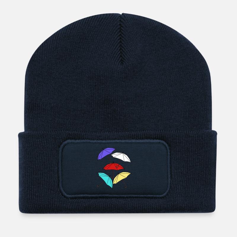Schirm Regenschirme Regenschirm Unwetter Wetter - Recycelte Patch Beanie - French Navy