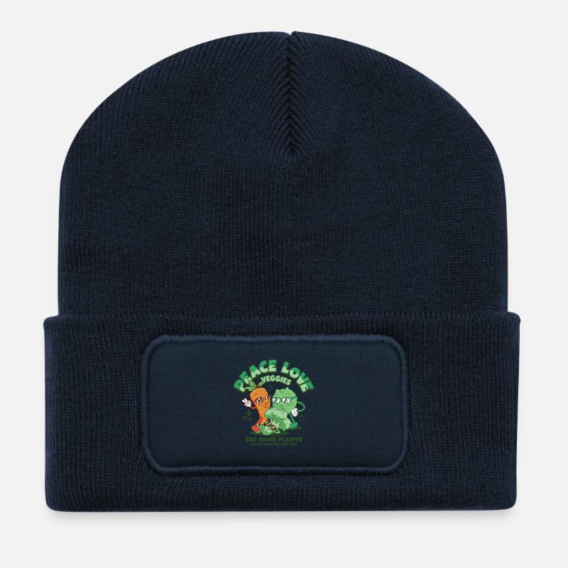 Peace love veggies - eat more plants - Recycelte Patch Beanie - French Navy