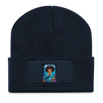 Zauberhafte Meerjungfrau Illustration - Recycelte Patch Beanie - French Navy - Vorne