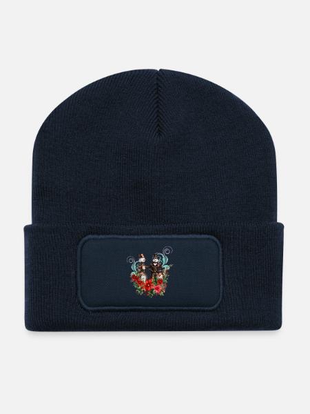 Steampunk Schneemann - Recycelte Patch Beanie - French Navy