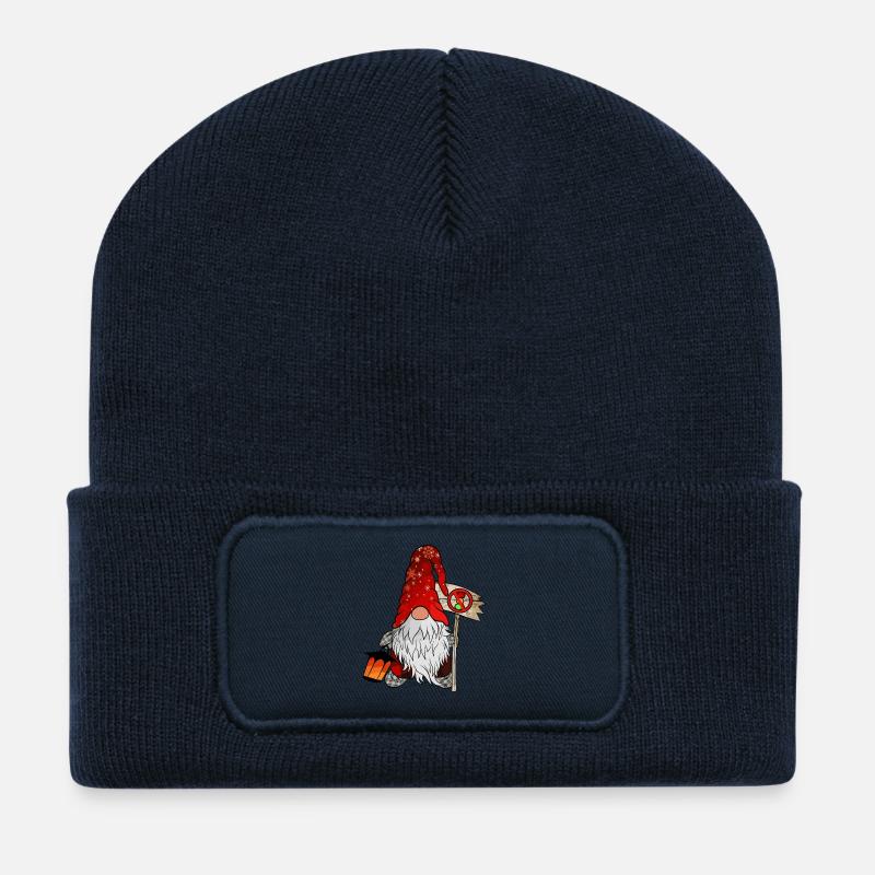 Anti Ampel Wichtel Weihnachts Zwerg - Recycelte Patch Beanie - French Navy