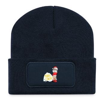 Weihnachtsmann lustig - Recycelte Patch Beanie - French Navy - Vorne