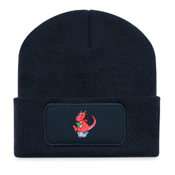 Bücher Drache Drachen - Recycelte Patch Beanie - French Navy - Vorne