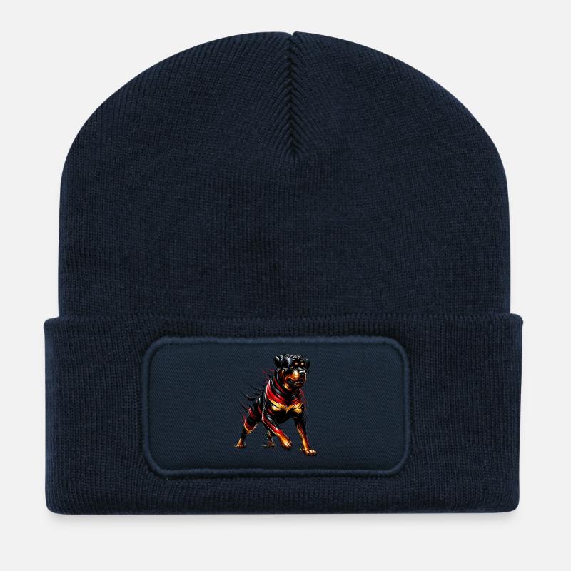 Design de chien Rottweiler Allemagne - Beanie recyclé à patch - bleu marine