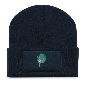 sloth don't hurry be happy slow chill sleeping - Recycled Patch Beanie - french navy - Front