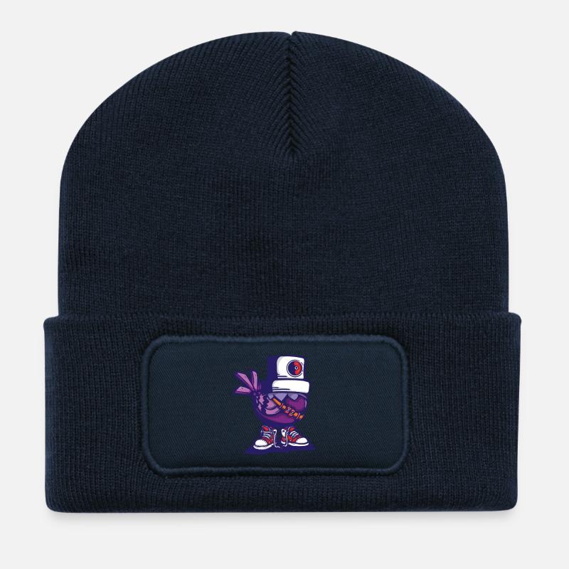 Vogel-Mütze - Recycelte Patch Beanie - French Navy
